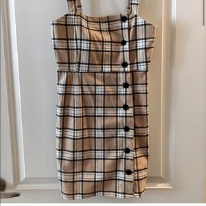 H&M Black and Tan Plaid checkered Mini Dress